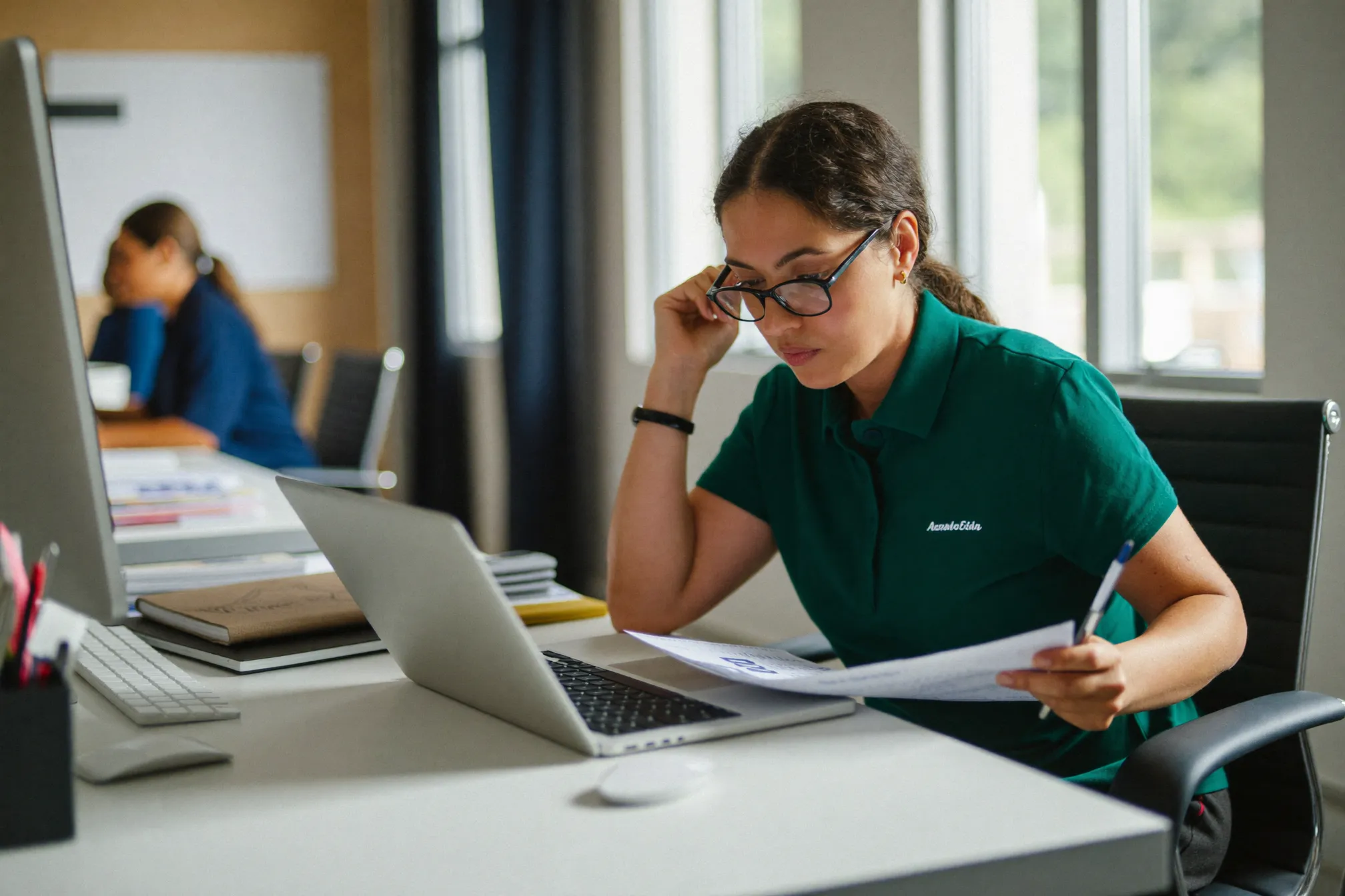An administrator reviewing billing on a laptop
